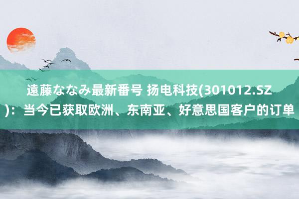 遠藤ななみ最新番号 扬电科技(301012.SZ)：当今已获取欧洲、东南亚、好意思国客户的订单